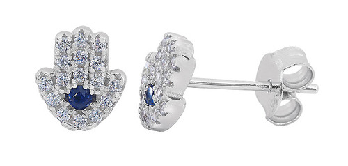 Sterling Silver Hamsa Stud Earrings