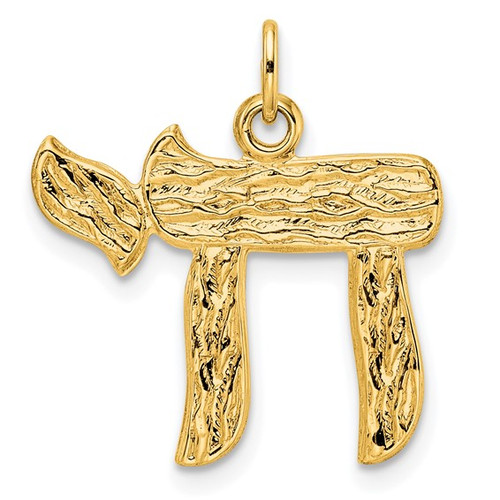 14K Yellow Gold Polished and Textured Chai Pendant 14K Yellow Gold Polished and Textured Chai Pendant