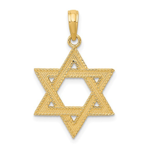 14K Yellow Gold Engraved Star Of David Pendant