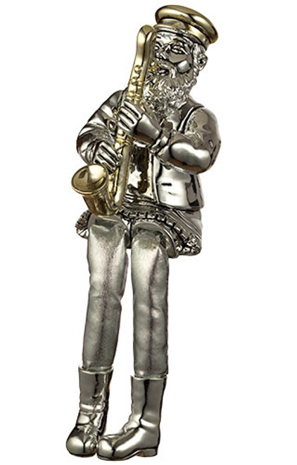 Jewish Hasid Figurine with Cloth Legs Playing Saxophone