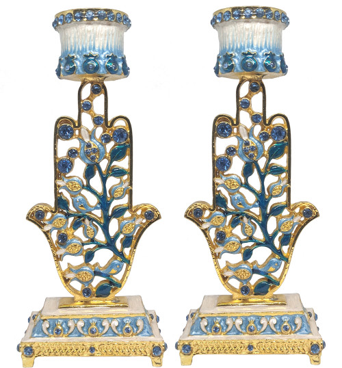 Hamsa Shaped Shabbat Candleholders