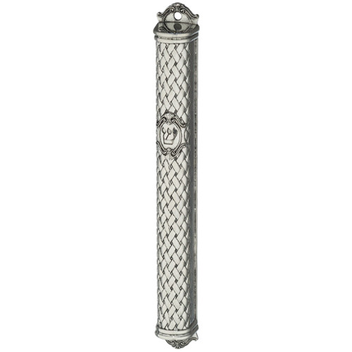 Metal Mezuzah Case with Woven Pattern