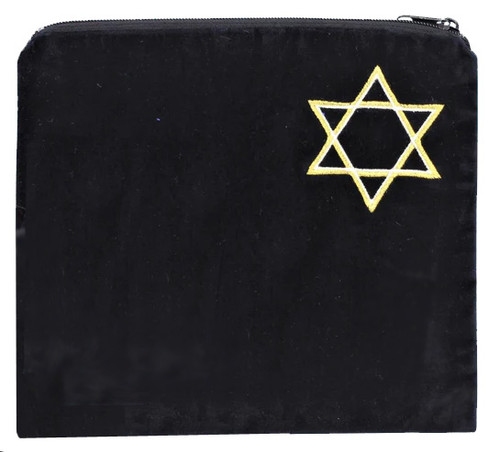 Black Velvet Tallit Bag - Gold and Silver Star of David Black Velvet Tallit Bag - Gold and Silver Star of David