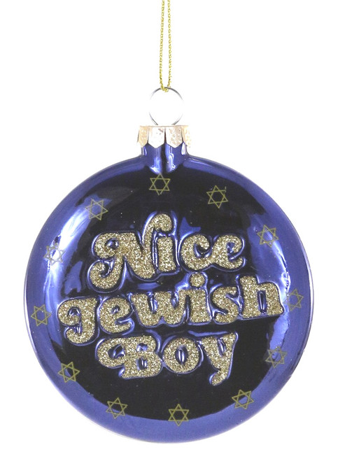 Nice Jewish Boy Glass Ornament