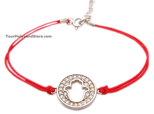 Sterling Silver Red String Kabbalah Bracelet + Hamsa