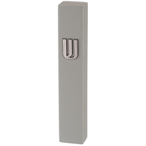 Concrete Polymer Mezuzah Case with Silver Shin