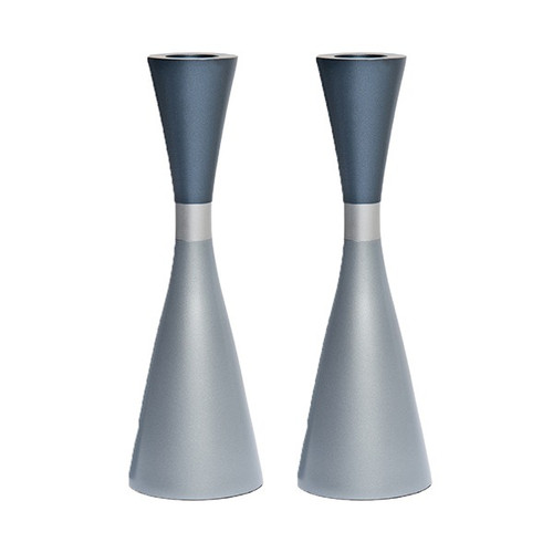 Gray Tapered Shabbat Candlesticks