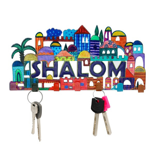 Jerusalem Shalom Key Holder Wall Hanging
