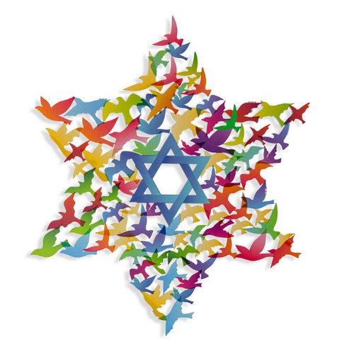 Star of David Wall Hanging with Birds