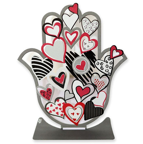Hamsa of Love Metal Stand - Hearts Design