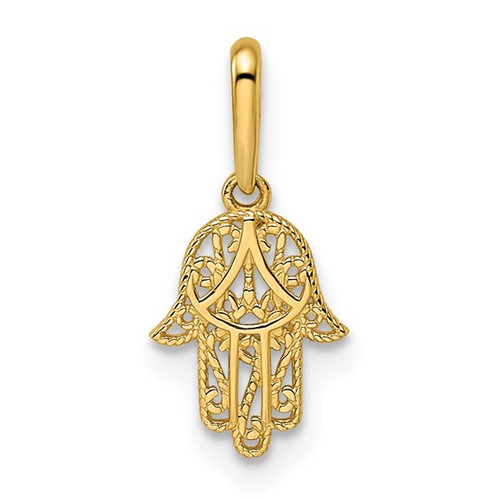 14K Yellow Gold Hamsa Pendant 