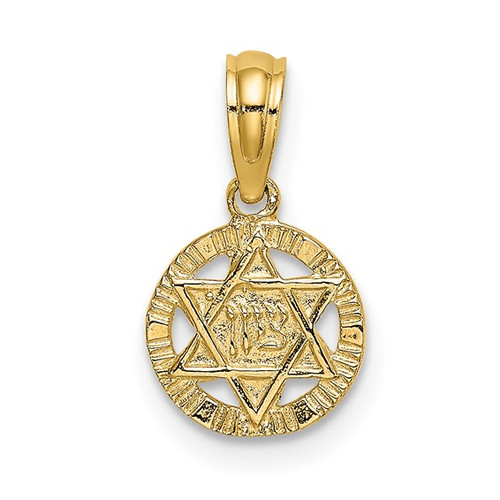 10K Yellow Gold Textured Star of David Pendant - Zion