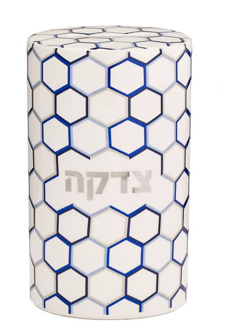 Ceramic Tzedakah Box - Honeycomb Design