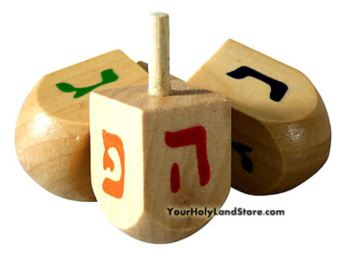 3 Chanukah Wooden Dreidels