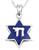 Blue Star of David and Chai Necklace in 925 Sterling Silver