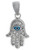 Hamsa with Evil Eye Pendant in 925 Sterling Silver