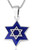 925 Sterling Silver Blue Star of David & Jerusalem Necklace
