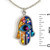 Hamsa with Evil Eye Necklace - Blue and Gold