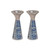 Shabbat Candlesticks with Blue Floral Design