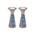 Shabbat Candlesticks with Blue Floral Design