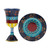 Hand-Painted Multicolor Pomegranate Kiddush Cup with Plate