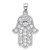 Rhodium-Plated Sterling Silver Hamsa Pendant with Blue and White Crystals