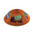 Orange Kids Raw Silk Kippah with Embroidered Trucks