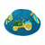 Blue Kids Raw Silk Kippah with Embroidered Trucks