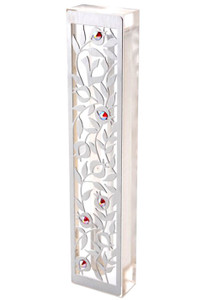Mezuzah Case - Pomegranates & Swarovski Crystals