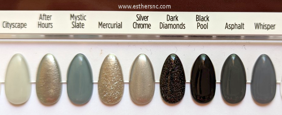 cnd shellac swatches cityscape to whisper