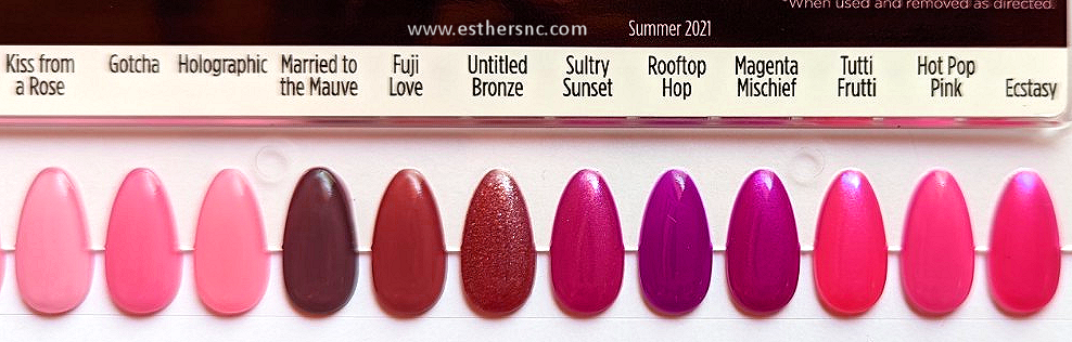 cnd shellac swatches kiss from a rose to ecstasy