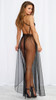 Mosaic Stretch Black Lace Teddy and Sheer Mesh Maxi Skirt