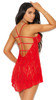 Red Lace Strappy Halter Neck Babydoll