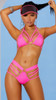 Neon Pink Strappy Halter Style Bikini Set