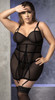 Plus Size Sexy Fitted Black Chemise Set