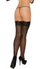 Black Sheer Thigh High Stockings with Stay Up Silicone Lace Top