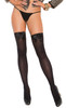 Black Opaque Thigh High Stockings with Satin Bows