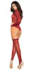 Burgundy Sheer Burnout Design Teddy and Thigh High Stockings