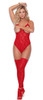 Red Lace Cupless Teddy and Thigh High Stockings