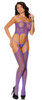 Purple Vertical Striped Suspender Bodystocking with G-string