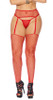 Plus Size Red Fence Net Garter Belt and Thigh High Stockings