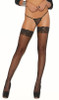 Black Fishnet Thigh High Stockings with Silicone Lace Top