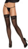 Sheer Thigh High Stockings with Stay Up Silicone Lace Top and Back Seam