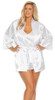 Plus Size White Charmeuse Kimono Style Robe