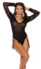 Black Opaque and Lace Teddy with Attached Garters