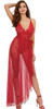 Mosaic Stretch Red Lace Teddy and Sheer Mesh Maxi Skirt