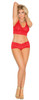 Plus Size Red Stretch Lace Camisole Set