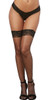 Black Fishnet Back Seam Thigh High Stockings