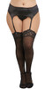 Plus Size Black Sheer Thigh High Stockings with Lace Top