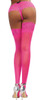 Sheer Hot Pink Thigh High Stockings with Stay Up Silicone Lace Top